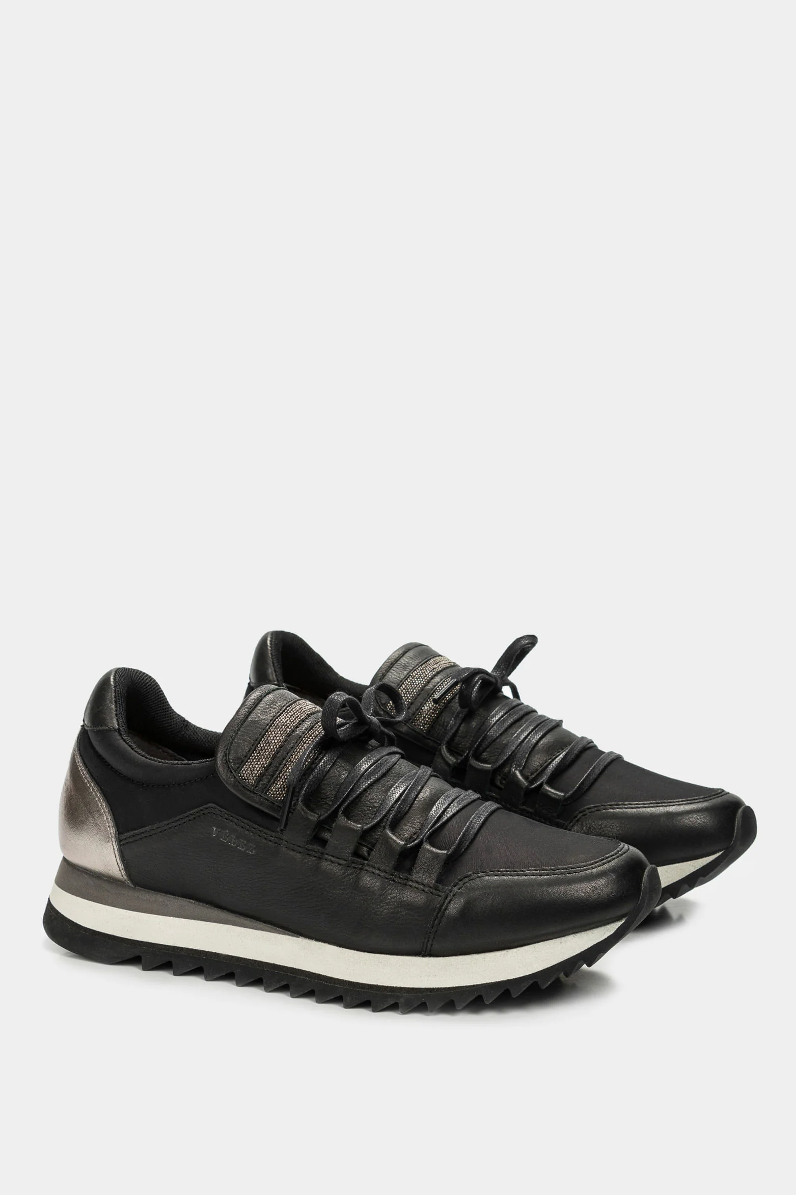 Women’s Persian Leather Sneakers in Black with Decorative Trim - Image 2