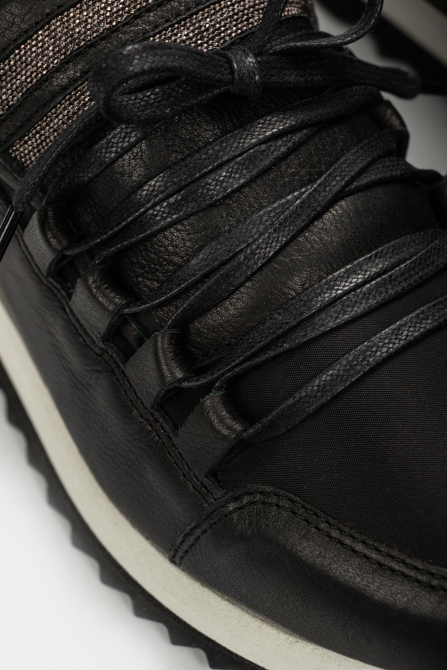 Women’s Persian Leather Sneakers in Black with Decorative Trim - Image 4