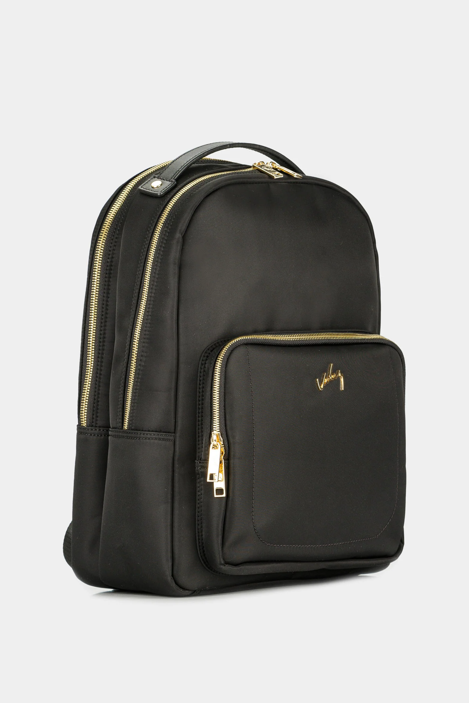 Women’s Purple Backpack in Black Canvas with Leather Details and Padded Straps - Image 3