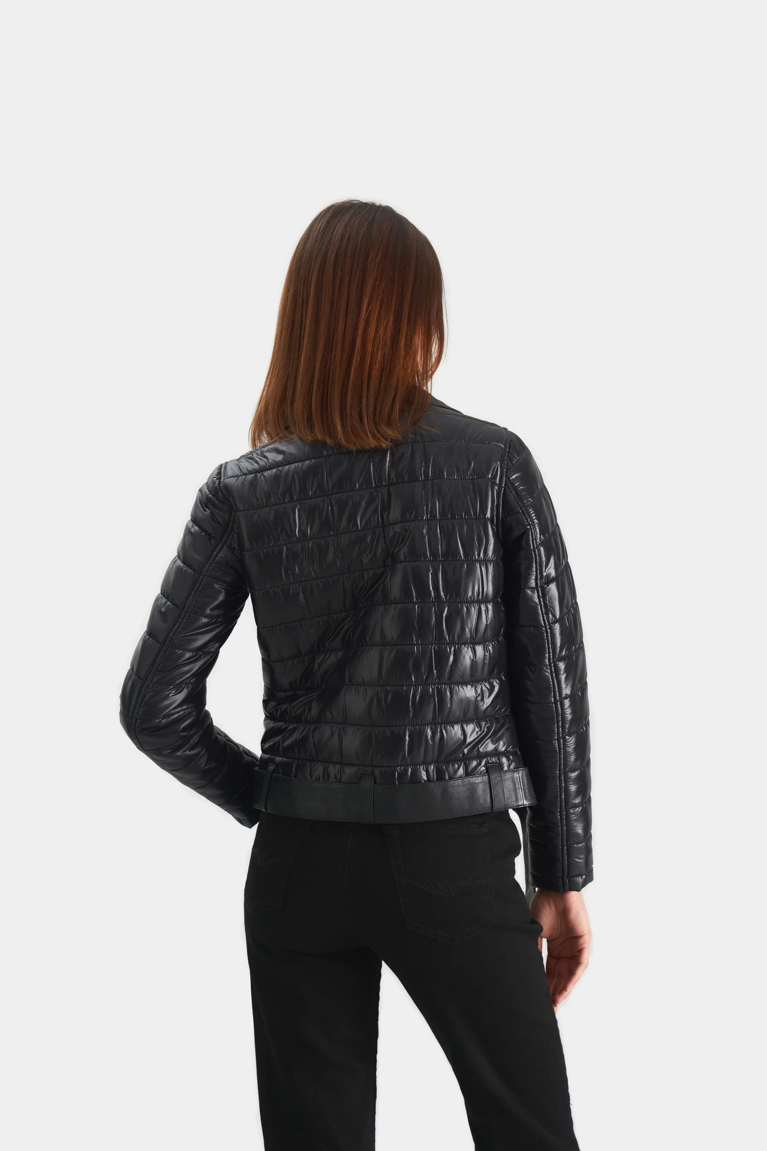 Women’s Soul Biker-Style Puffer Jacket in Leather - Image 9
