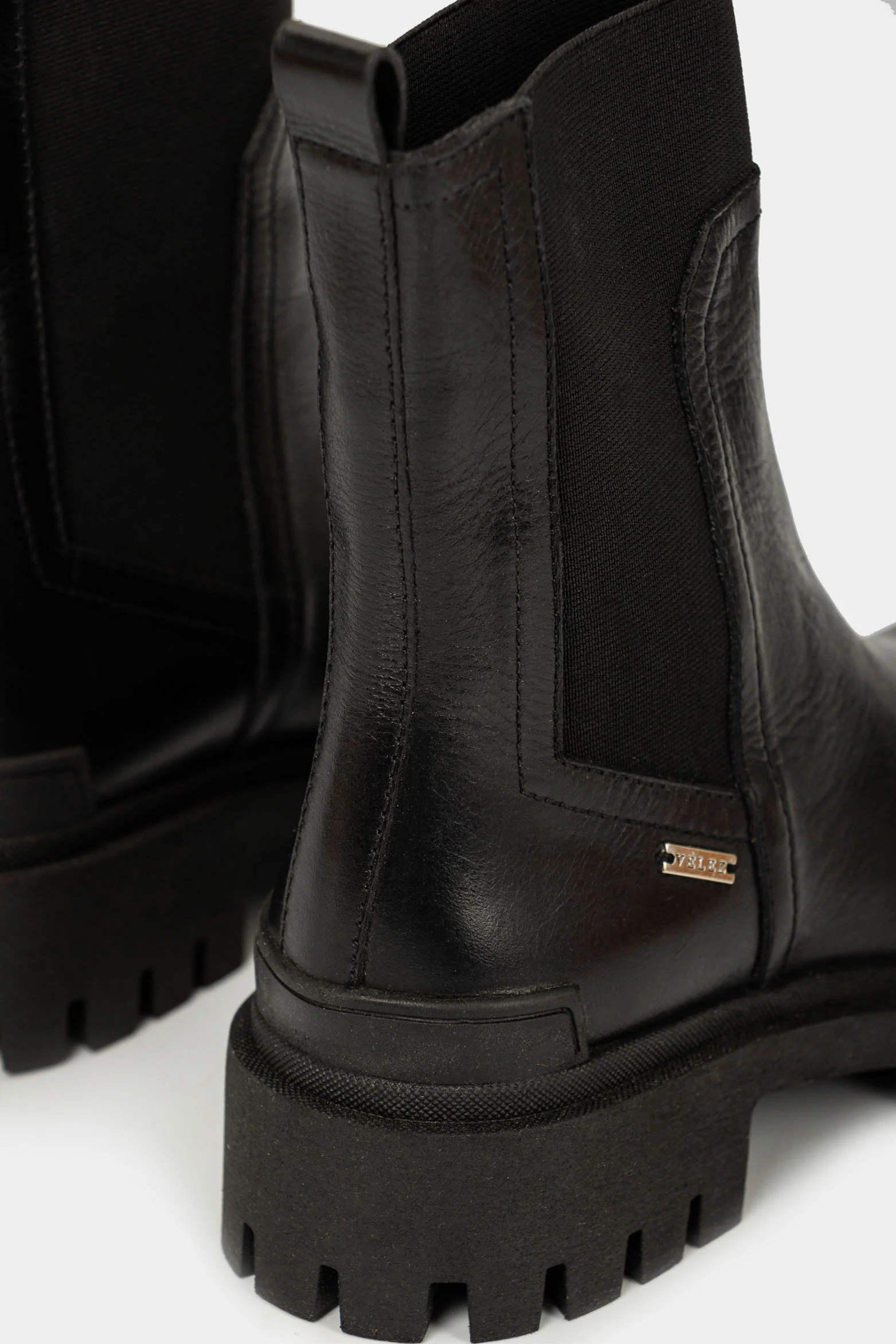 Women’s Storni Chunky Ankle Boots in Black Leather with Elastic Insert - Image 6