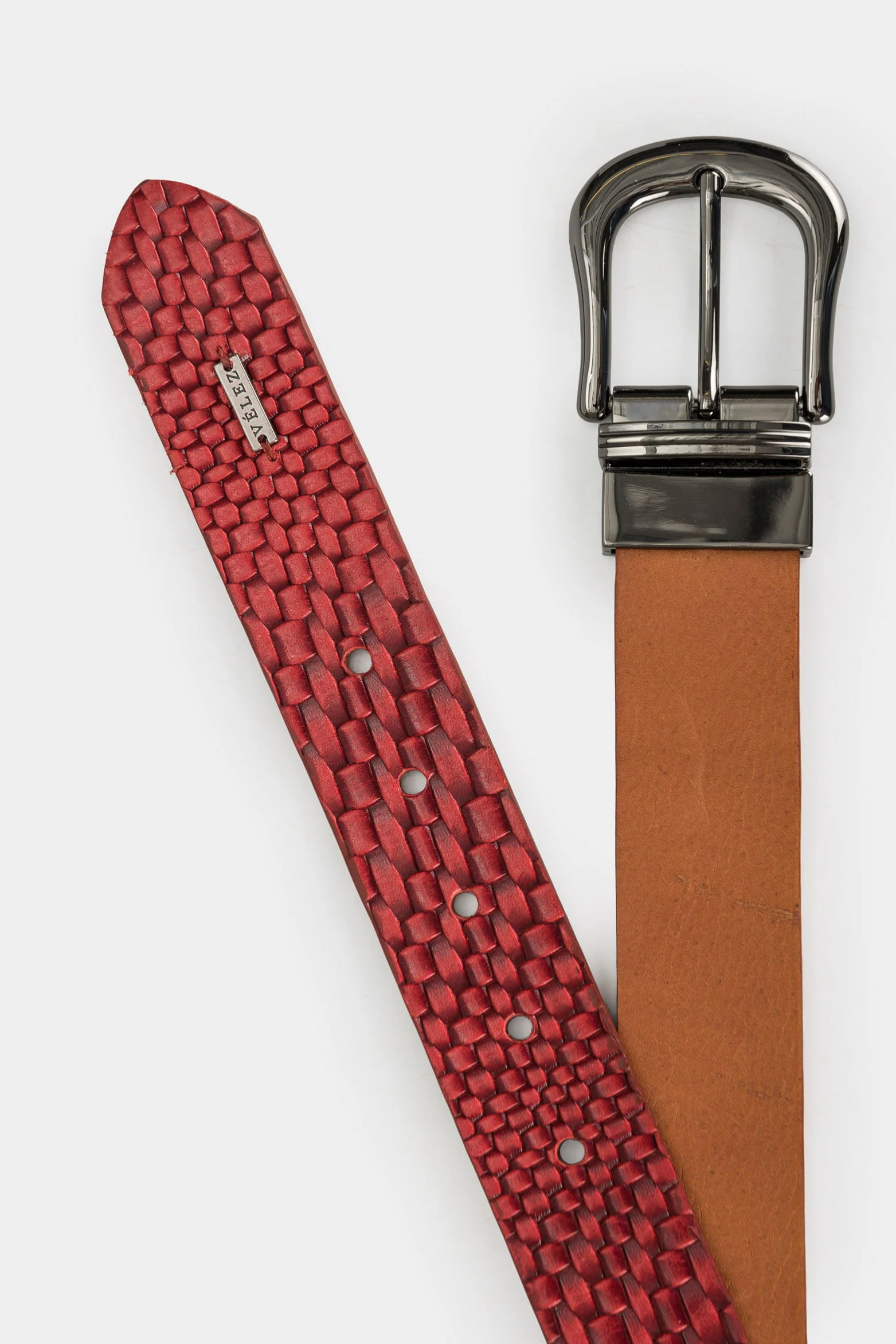 Women's reversible smooth leather belt in Citrine with aged honey - Image 2