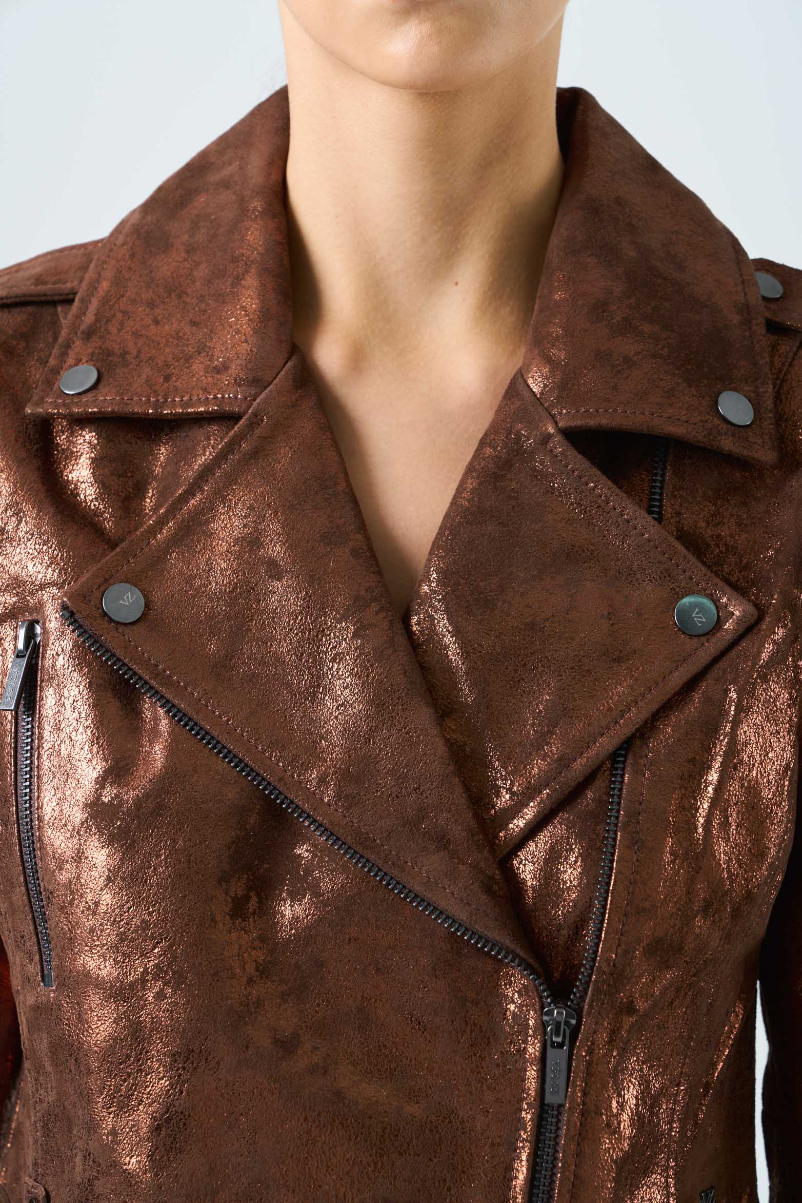 Women's Royal Glass Leather Biker Jacket - Image 6