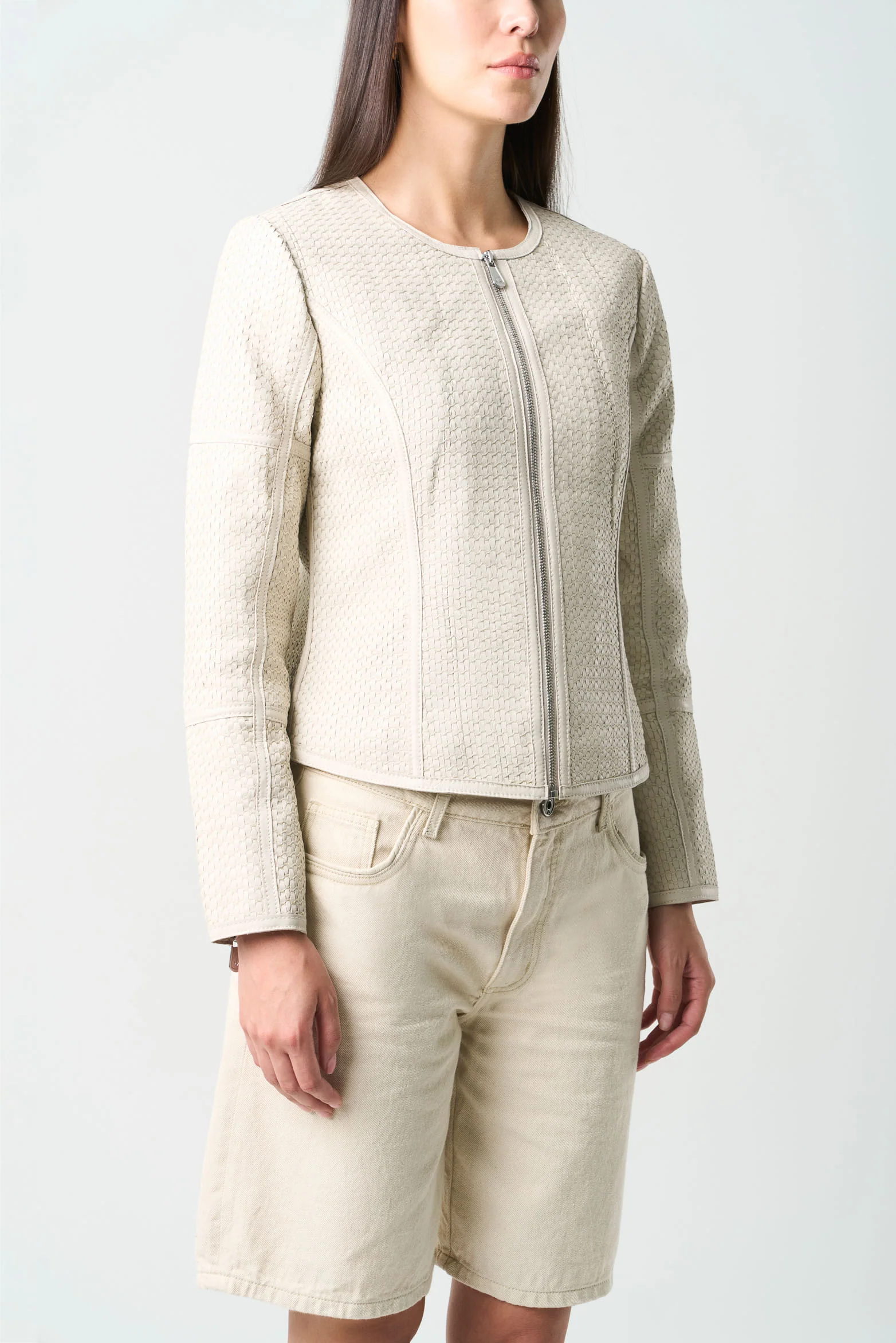 Women's Woven Leather Jacket - Image 5