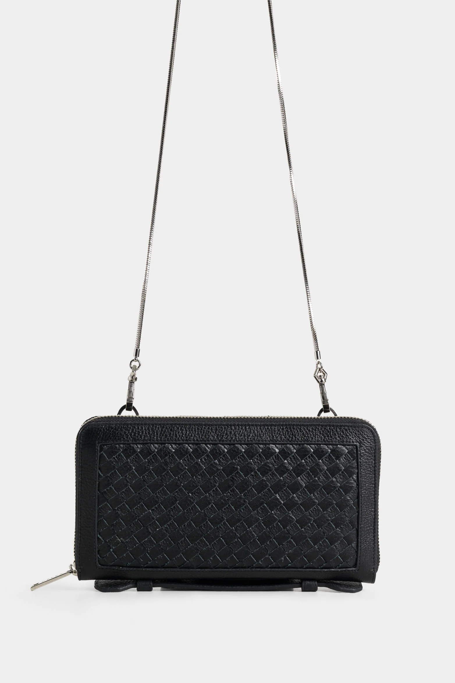 Woven Detail Leather Cell Phone Holder for Women