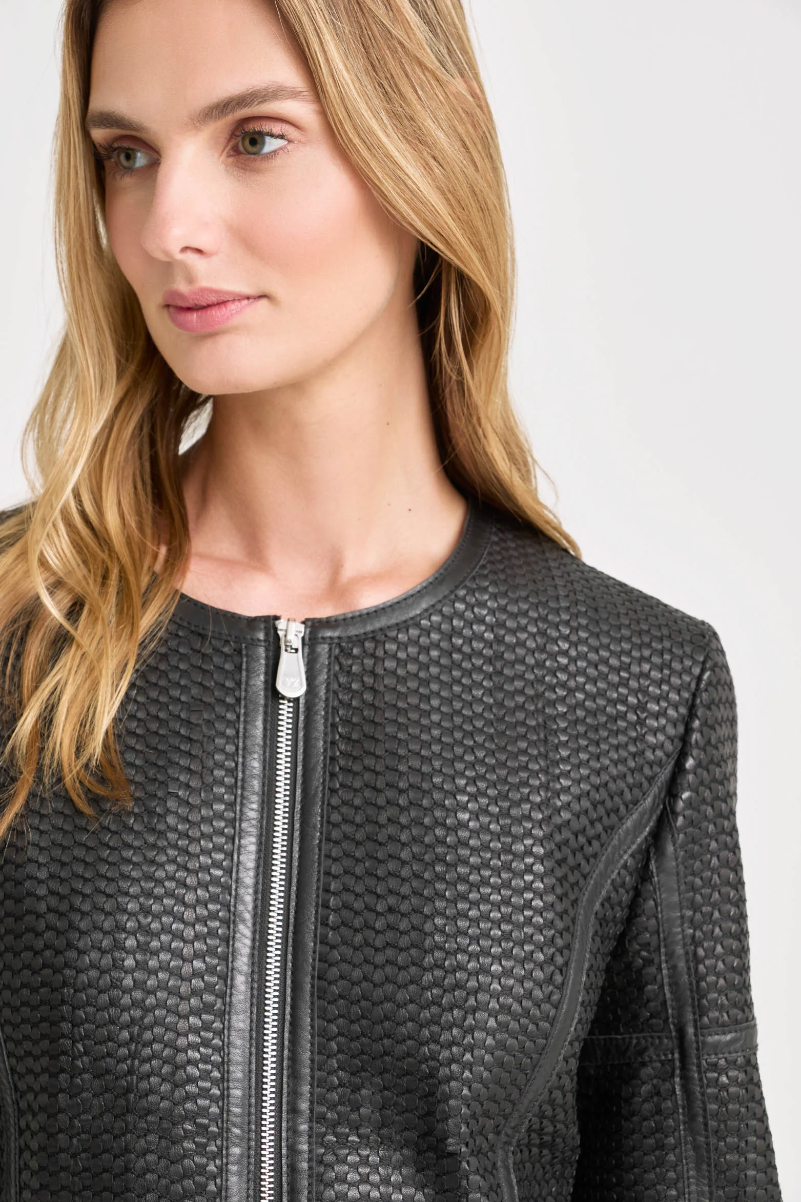 Woven Leather Jacket for Women - Image 3