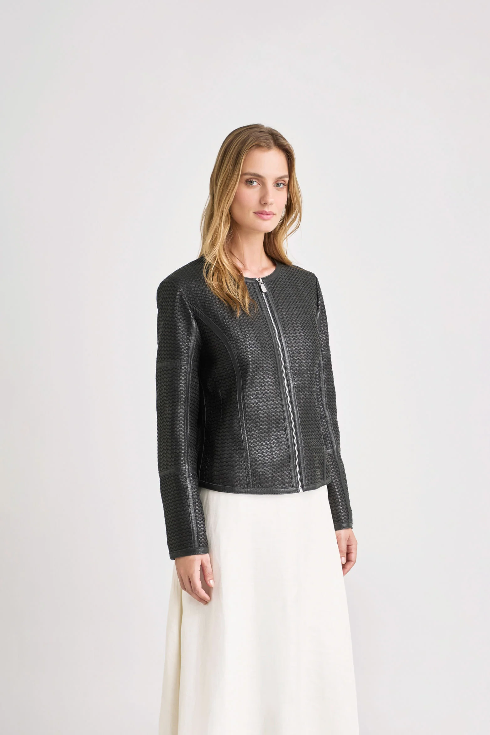 Woven Leather Jacket for Women - Image 4