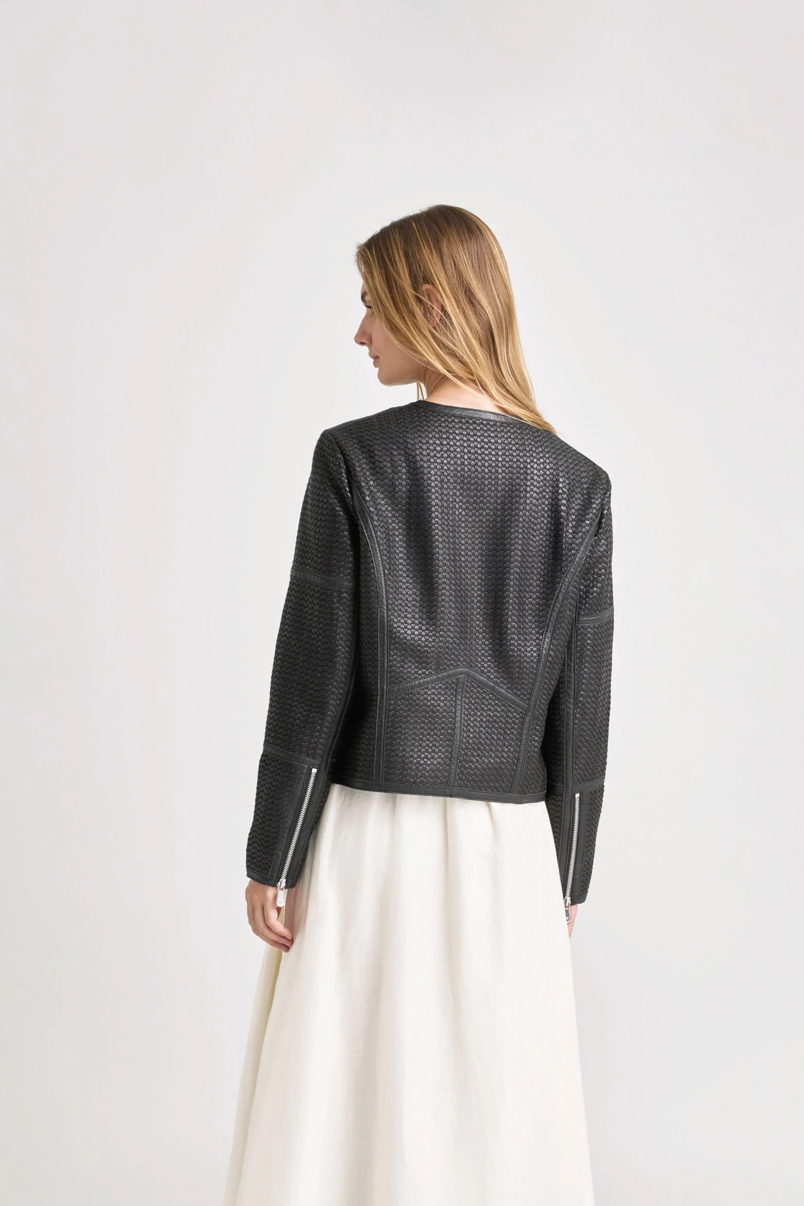 Woven Leather Jacket for Women - Image 6