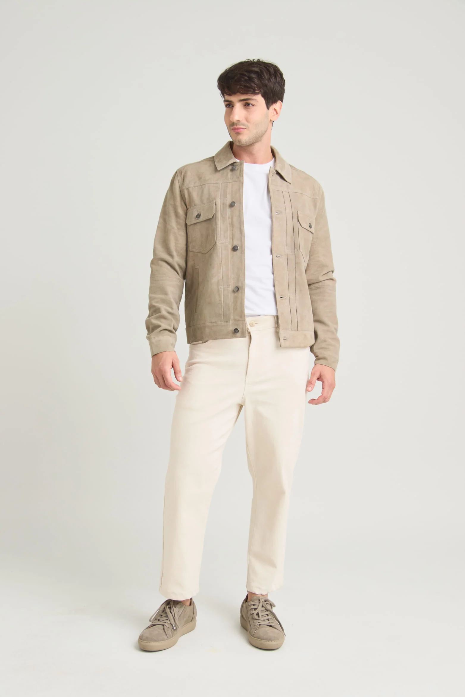 Zambeze Suede Trucker Jacket for Men with Shirt Collar - Image 2