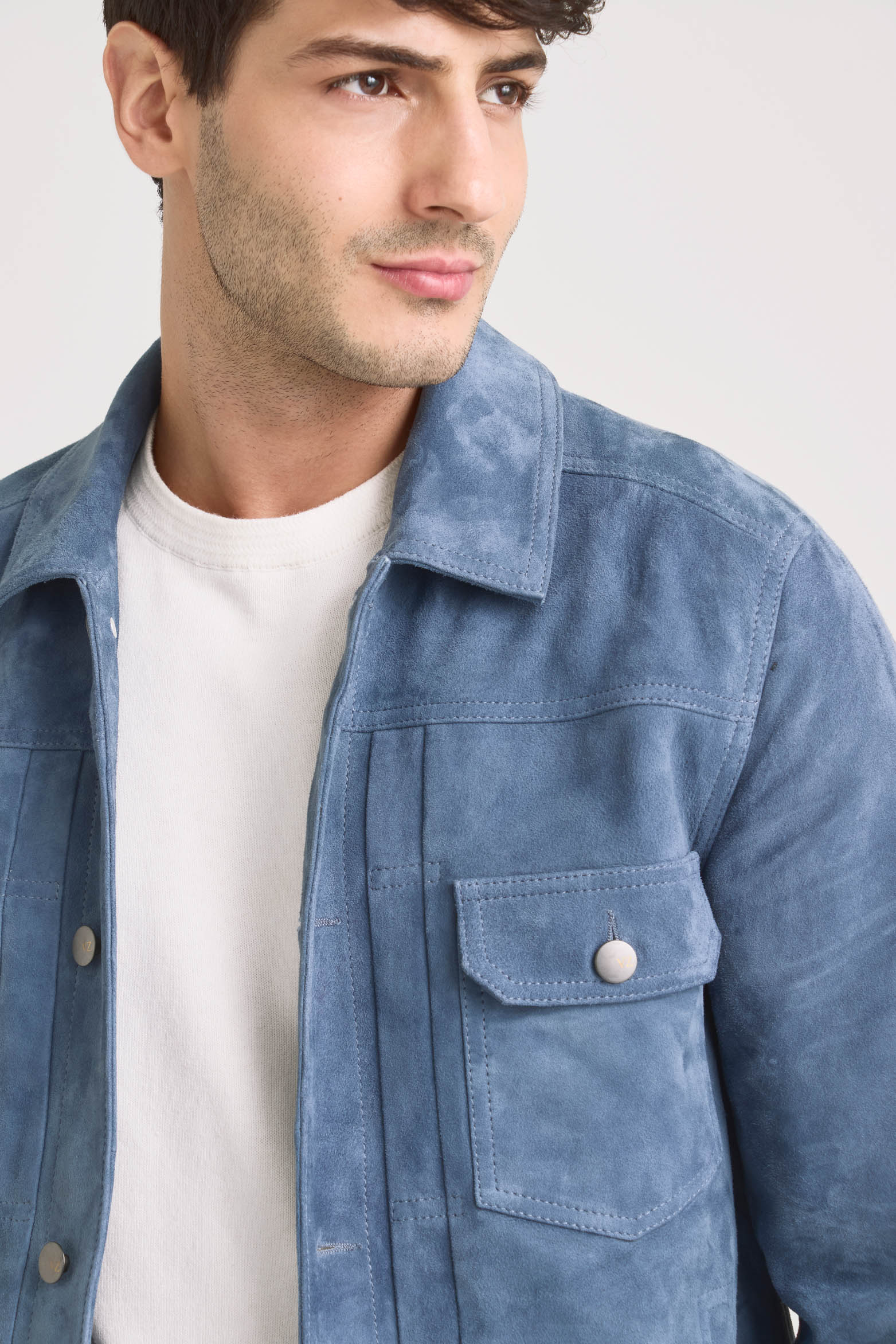 Zambezeuede Jacket for Men withhirt Collar Lilac - Image 2