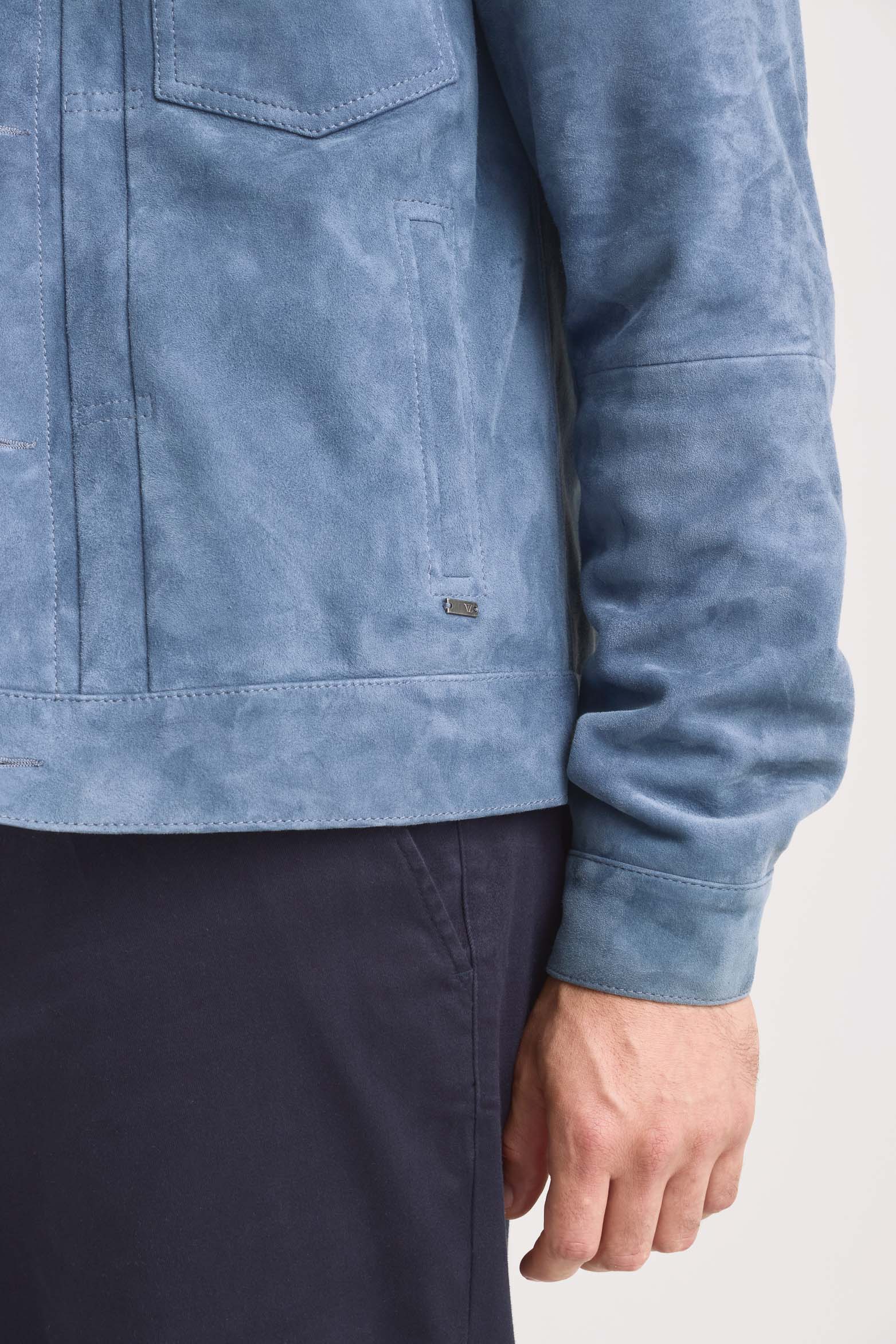 Zambezeuede Jacket for Men withhirt Collar Lilac - Image 4